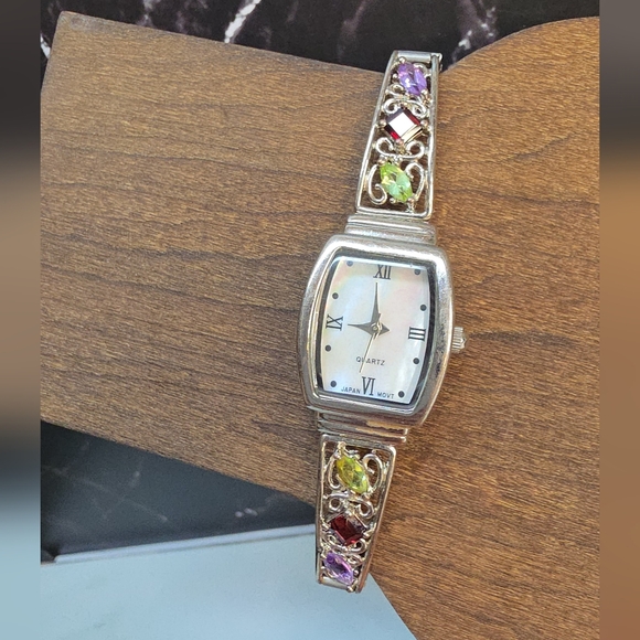 The Unbranded Brand Accessories - Peridot Garnet Amethyst  Watch New Battery Quartz Stretch Band